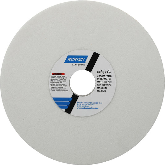 Norton 66253043757 Surface Grinding Wheel 8" Dia, 1/2" Thick, 1-1/4" Hole, 60 Grit, I Hardness