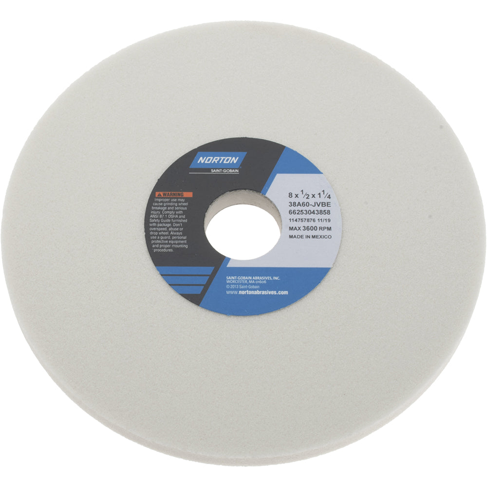 Norton 66253043858 Surface Grinding Wheel 8" Dia, 1/2" Thick, 1-1/4" Hole, 60 Grit, J Hardness