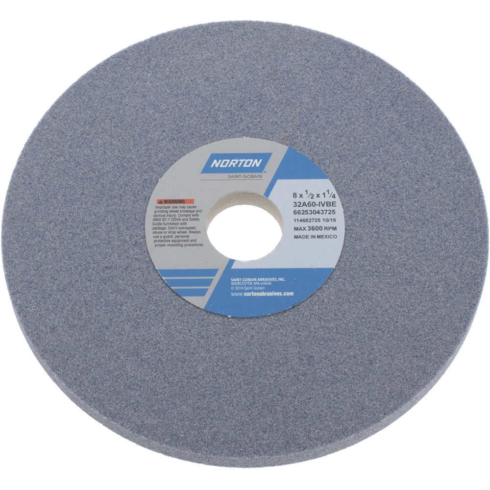 Norton 66253043725 Surface Grinding Wheel 8" Dia, 1/2" Thick, 1-1/4" Hole, 60 Grit, I Hardness