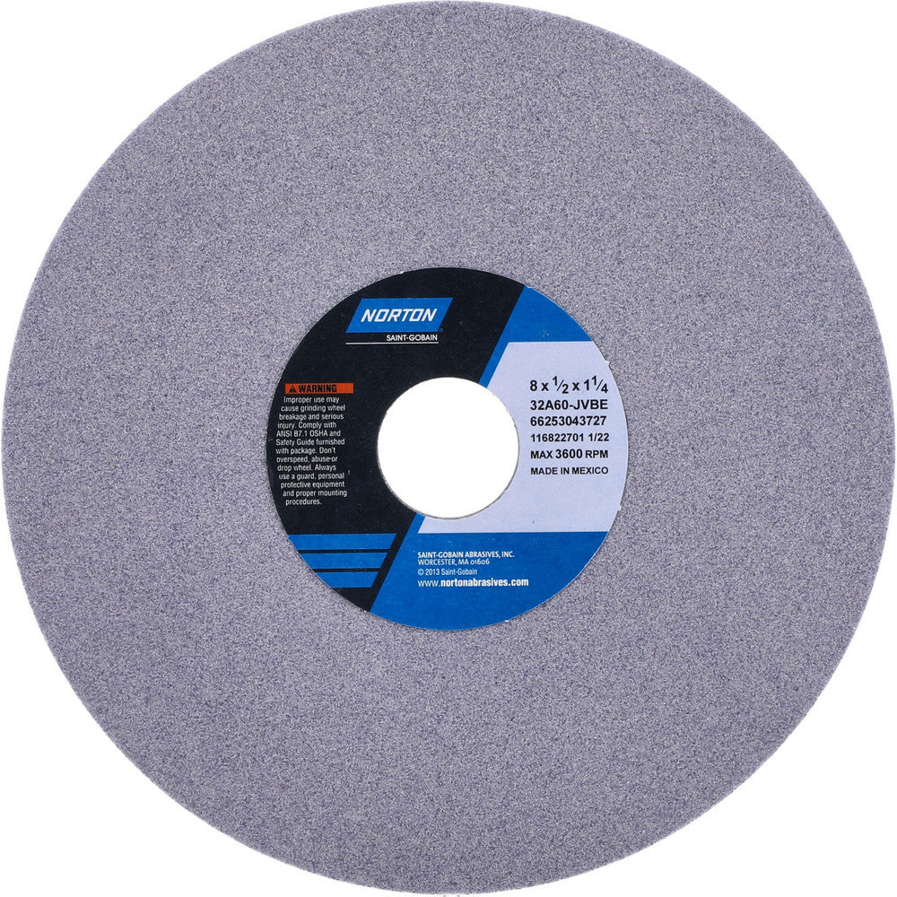 Norton 66253043727 Surface Grinding Wheel 8" Dia, 1/2" Thick, 1-1/4" Hole, 60 Grit, J Hardness