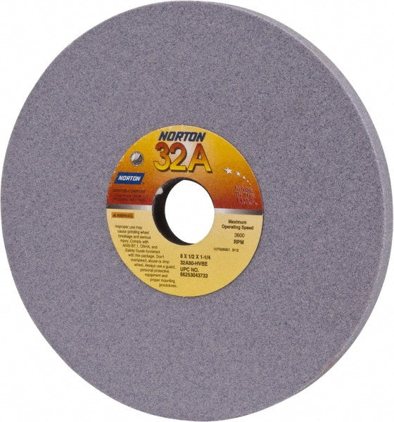 Norton 66253043733 Surface Grinding Wheel 8" Dia, 1/2" Thick, 1-1/4" Hole, 80 Grit, H Hardness
