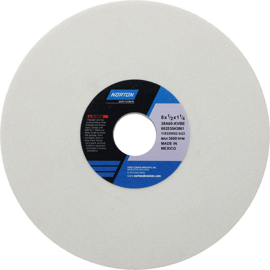 Norton 66253043861 Surface Grinding Wheel 8" Dia, 1/2" Thick, 1-1/4" Hole, 60 Grit, K Hardness