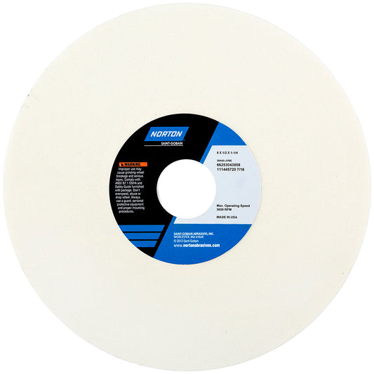 Norton 66253043866 Surface Grinding Wheel 8" Dia, 1/2" Thick, 1-1/4" Hole, 80 Grit, I Hardness