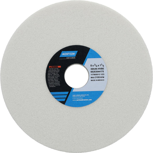 Norton 66253044175 Surface Grinding Wheel 8" Dia, 3/4" Thick, 1-1/4" Hole, 46 Grit, H Hardness