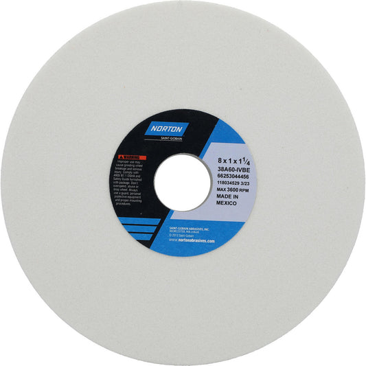 Norton 66253044456 Surface Grinding Wheel 8" Dia, 1" Thick, 1-1/4" Hole, 60 Grit, I Hardness
