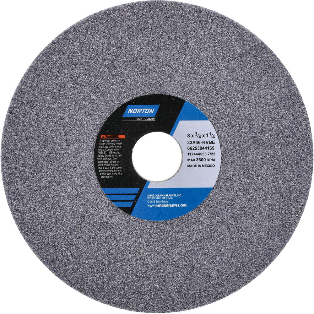 Norton 66253044165 Surface Grinding Wheel 8" Dia, 3/4" Thick, 1-1/4" Hole, 46 Grit, K Hardness