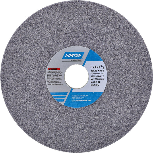 Norton 66253044622 Surface Grinding Wheel 8" Dia, 1" Thick, 1-1/4" Hole, 46 Grit, K Hardness