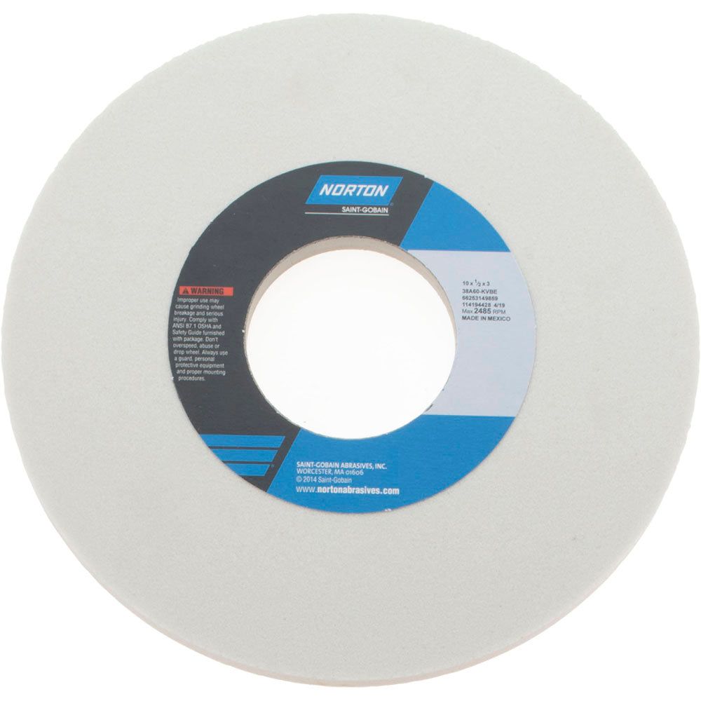 Norton 66253149859 Surface Grinding Wheel 10" Dia, 1/2" Thick, 3" Hole, 60 Grit, K Hardness