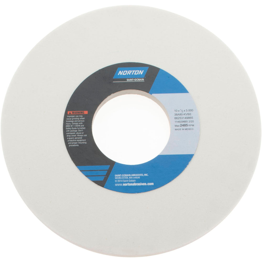 Norton 66253149865 Surface Grinding Wheel 10" Dia, 1/2" Thick, 3" Hole, 80 Grit, K Hardness