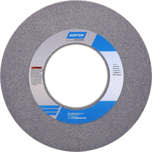 Norton 66253262563 Surface Grinding Wheel 12" Dia, 1" Thick, 5" Hole, 46 Grit, H Hardness