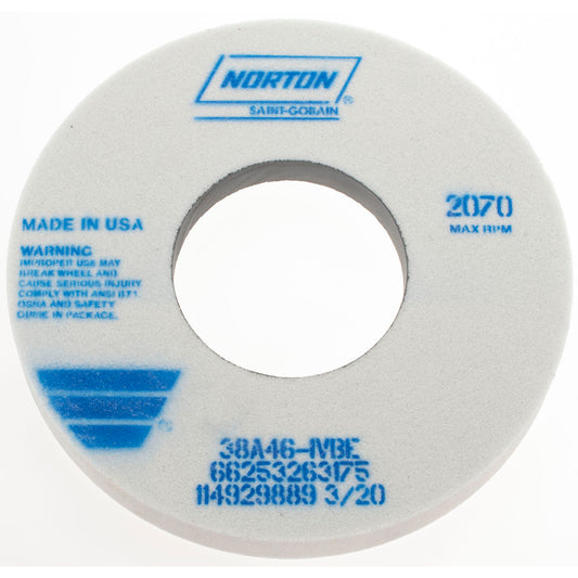 Norton 66253263175 Surface Grinding Wheel 12" Dia, 1-1/2" Thick, 5" Hole, 46 Grit, I Hardness