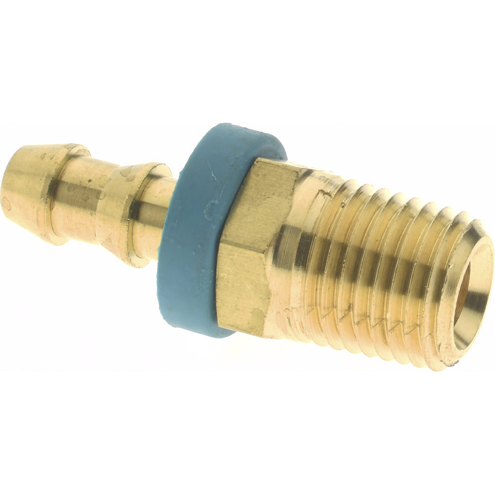 Eaton 10004B-104 Barbed Push-On Hose Male Connector 1/4-18 NPT, Brass, 1/4" Barb