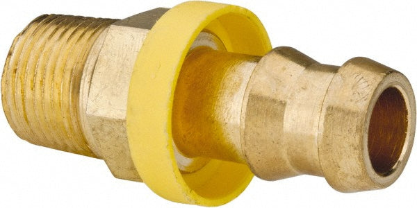 Eaton 10008B-106 Barbed Push-On Hose Male Connector 3/8-18 NPT, Brass, 1/2" Barb