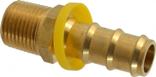 Eaton 10010B-108 Barbed Push-On Hose Male Connector 1/2-14 NPT, Brass, 5/8" Barb