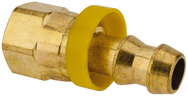 Eaton 10006B-606 Barbed Push-On Hose Female Connector 9/16-18 UNF, Brass, 3/8" Barb