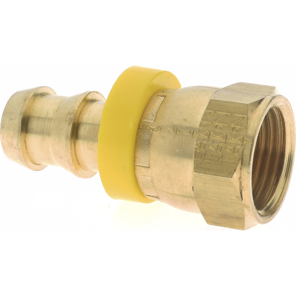 Eaton 10008B-608 Barbed Push-On Hose Female Connector 3/4-16 UNF, Brass, 1/2" Barb