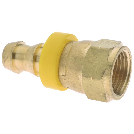 Eaton 10006B-406 Barbed Push-On Hose Female Pipe Swivel 5/8-18 UNF, Brass, 3/8" Barb