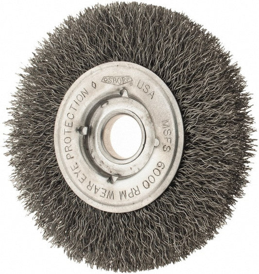 Osborn 0002140100 Wheel Brush 4" Wheel Dia, 5/8" Face Width, 0.0140" Wire Dia, Crimped