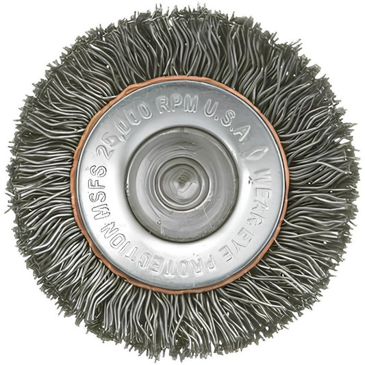 Osborn 0001144500 Wheel Brush 4" Wheel Dia, 1/2" Face Width, 0.0080" Wire Dia, Crimped