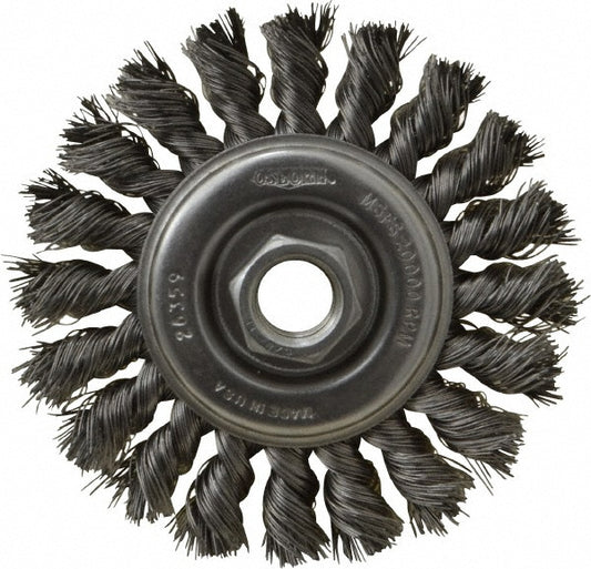Osborn 0002670500 Wheel Brush 4" Wheel Dia, 3/8" Face Width, 0.0140" Wire Dia, Knotted