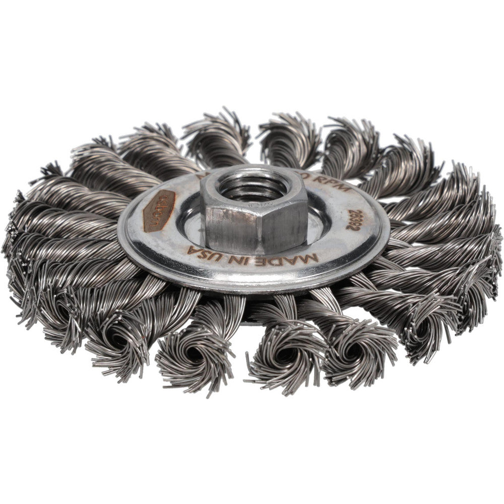 Osborn 0002671100 Wheel Brush 4" Wheel Dia, 3/8" Face Width, 0.0200" Wire Dia, Knotted