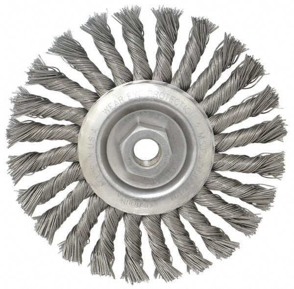 Osborn 0002674400 Wheel Brush 6" Wheel Dia, 1/2" Face Width, 0.0250" Wire Dia, Knotted
