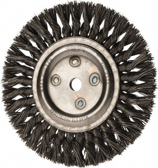 Osborn 0002674900 Wheel Brush 8" Wheel Dia, 5/8" Face Width, 0.0250" Wire Dia, Knotted
