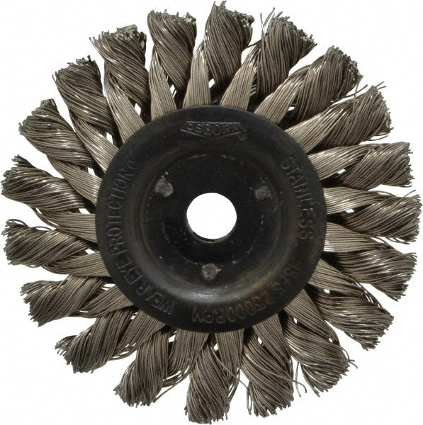 Osborn 0002675600 Wheel Brush 3" Wheel Dia, 3/8" Face Width, 0.0140" Wire Dia, Knotted