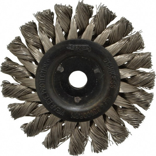 Osborn 0002675600 Wheel Brush 3" Wheel Dia, 3/8" Face Width, 0.0140" Wire Dia, Knotted