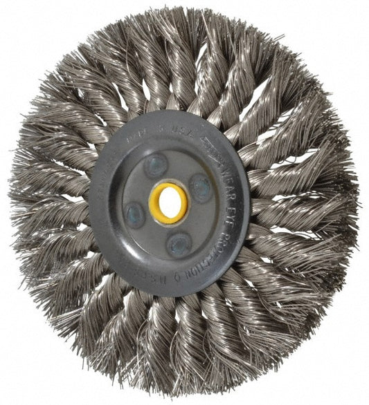 Osborn 0002675800 Wheel Brush 6" Wheel Dia, 1/2" Face Width, 0.0160" Wire Dia, Knotted