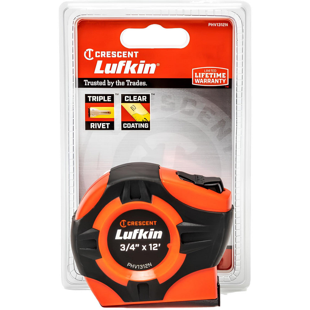 Lufkin PHV1312N Tape Measure 12' Long, 3/4" Width, Yellow Blade