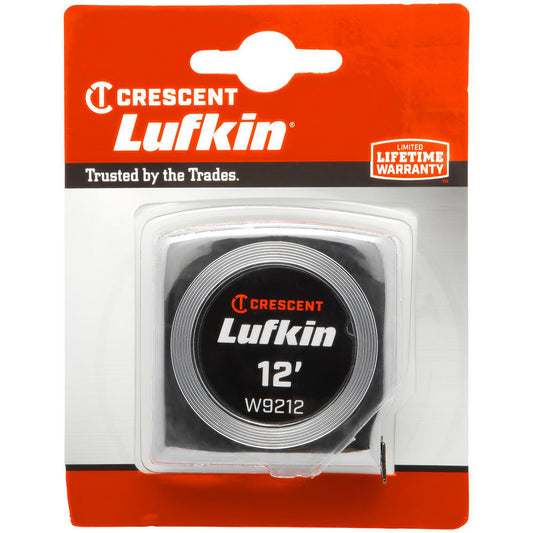 Lufkin W9212 Tape Measure 12' Long, 1/2" Width, Yellow Blade