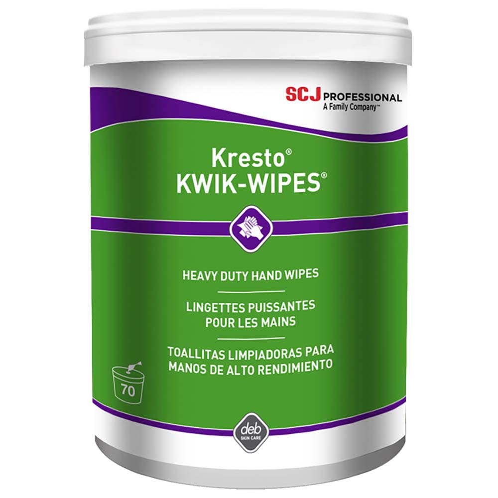 SC Johnson Professional KKW70W Kresto KWIK-WIPES Heavy Duty Hand Wipes, Pre-Moistened, Center Pull Canister, Citrus Scent, White
