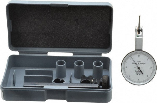 TESA Brown & Sharpe 599-7033-3 Horizontal Dial Test Indicator 0.0080" Max, 0-5-0 Dial Reading, 0.000100" Accuracy