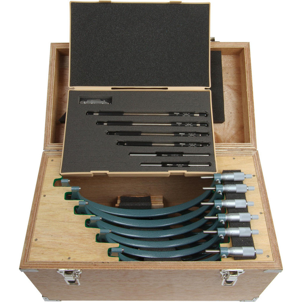 Mitutoyo 103-909 Mechanical Outside Micrometer Set 6 Pc, 6 to 12" Measurement