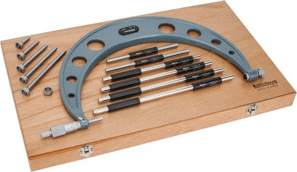 Mitutoyo 104-138 Mechanical Interchangeable Anvil Micrometer 6 to 12" Range, 6 Anvils