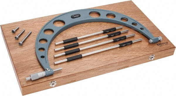 Mitutoyo 104-152 Mechanical Interchangeable Anvil Micrometer 12 to 16" Range, 4 Anvils