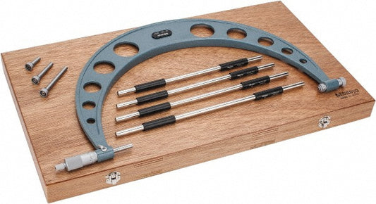 Mitutoyo 104-152 Mechanical Interchangeable Anvil Micrometer 12 to 16" Range, 4 Anvils
