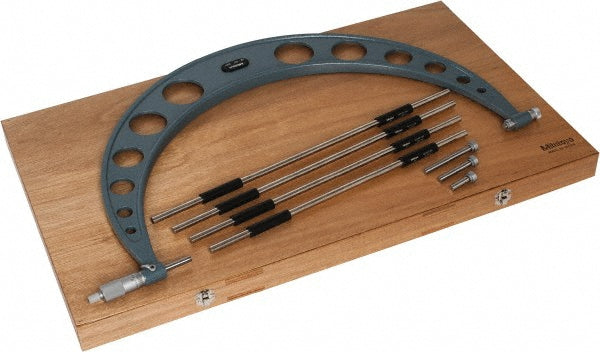 Mitutoyo 104-153 Mechanical Interchangeable Anvil Micrometer 16 to 20" Range, 4 Anvils