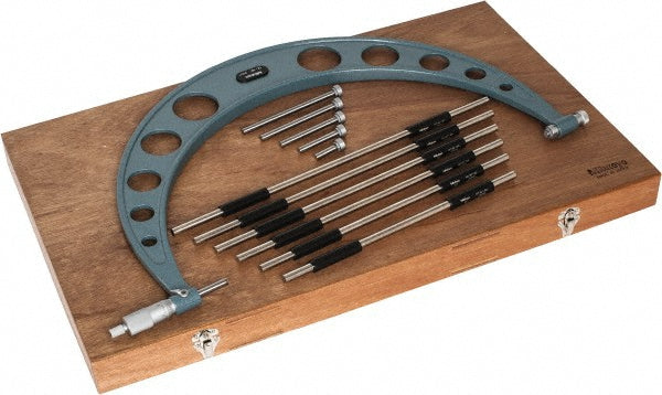 Mitutoyo 104-201 Mechanical Interchangeable Anvil Micrometer 12 to 18" Range, 6 Anvils