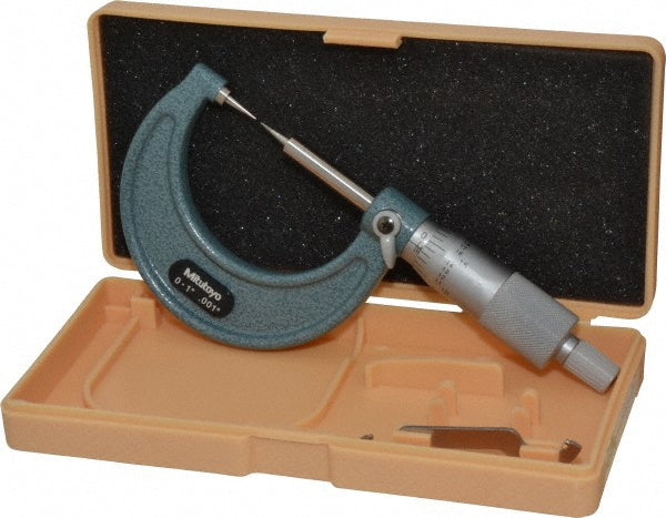 Mitutoyo 112-189 1 Inch, 38mm Throat Depth, Ratchet Stop, Mechanical Point Micrometer