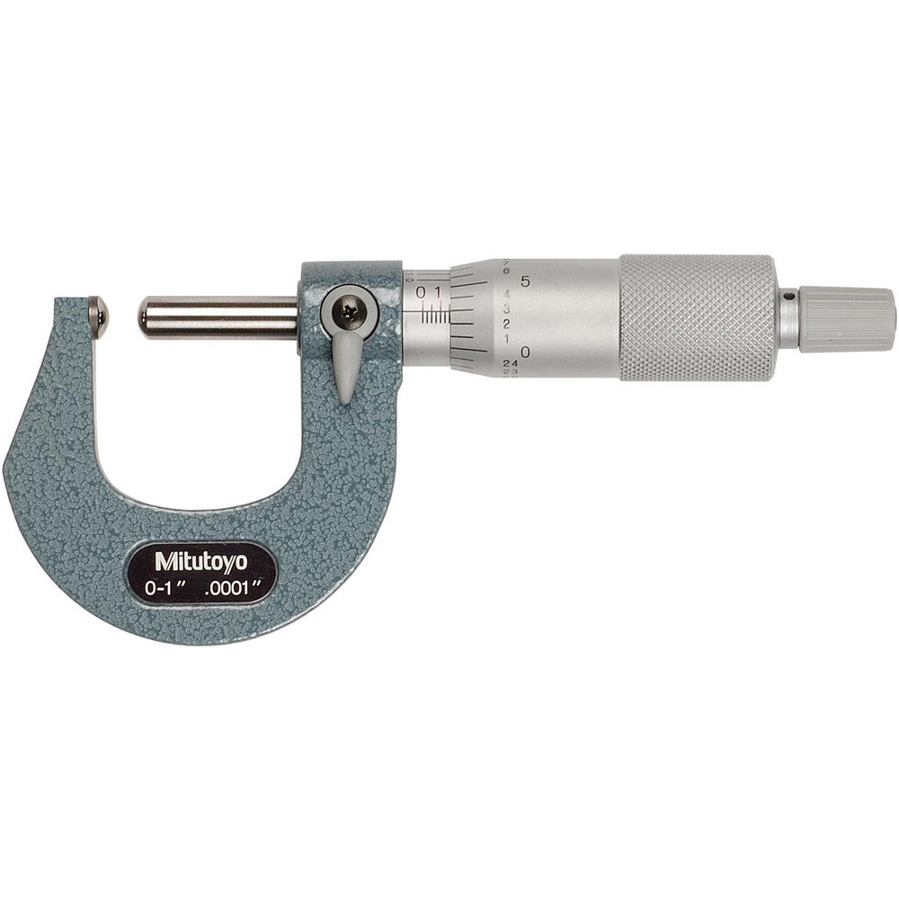 Mitutoyo 115-253 1 Inch Max Measurement, 0.0001 Inch Graduation, Spherical Face Micrometer