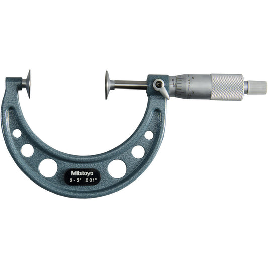 Mitutoyo 123-127 2 to 3 Inch, 0.001 Inch Graduation, Ratchet Stop Thimble, Mechanical Disc Micrometer