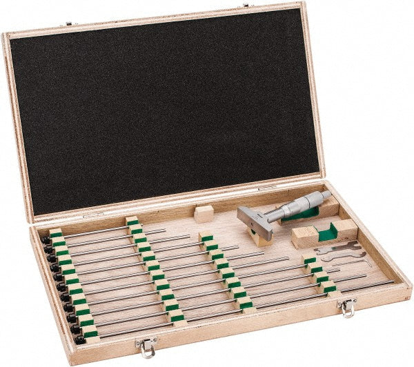 Mitutoyo 129-149 Mechanical Depth Micrometer 12'' Range, 12 Rods, Satin Chrome Finish