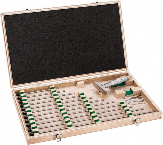 Mitutoyo 129-149 Mechanical Depth Micrometer 12'' Range, 12 Rods, Satin Chrome Finish