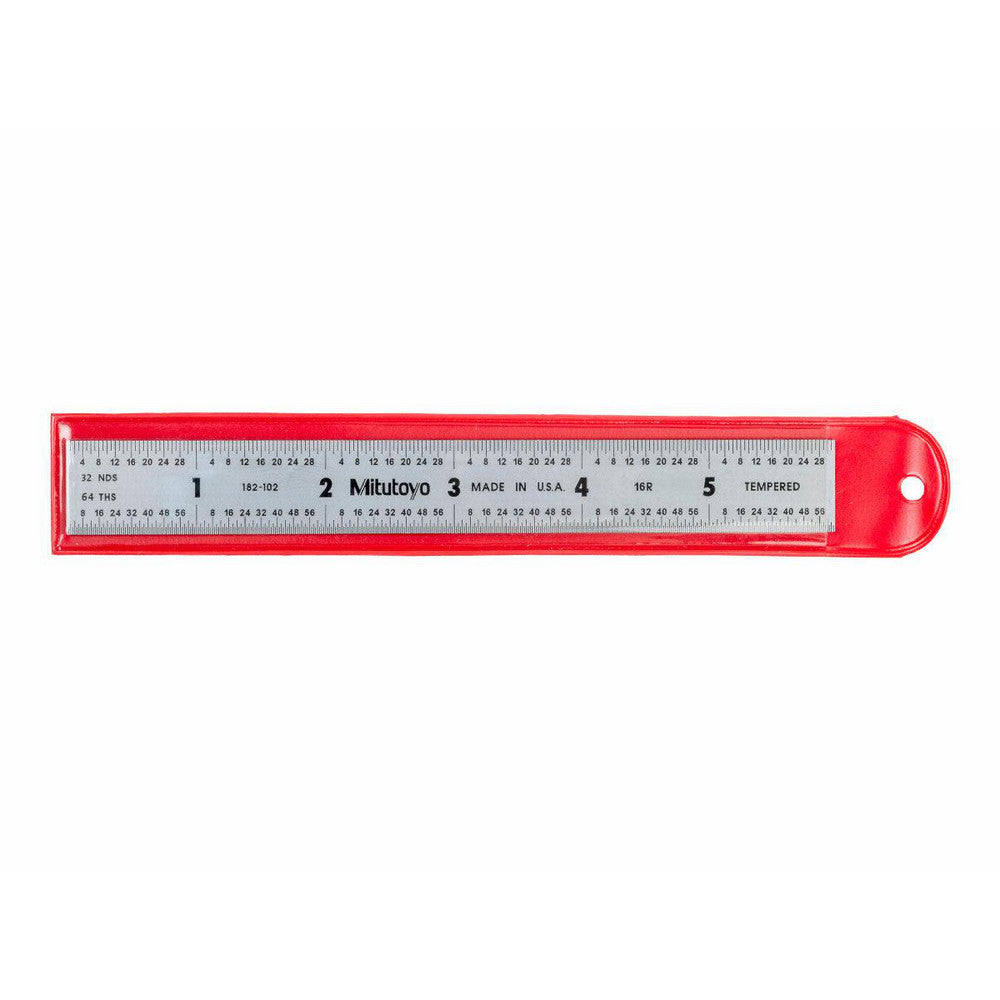 Mitutoyo 182-221 Steel Rule 12" OAL, 4R Graduation, Flexible, 1/2" OAW