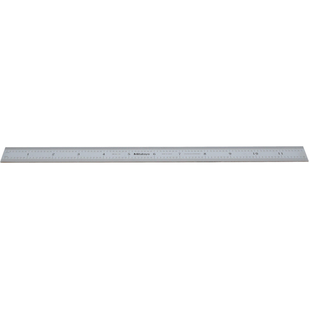 Mitutoyo 182-125 Steel Rule 12" OAL, English & Metric Graduation, Rigid, 1" OAW