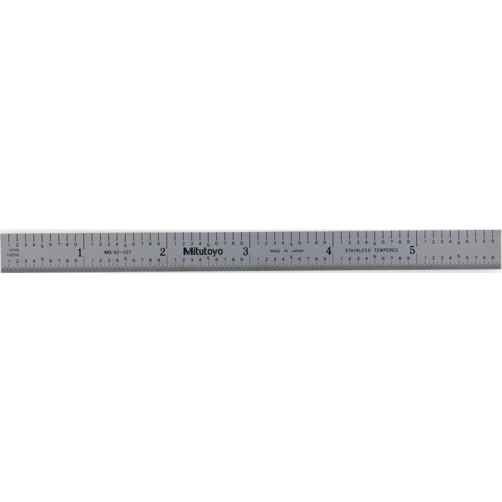 Mitutoyo 182-207 Steel Rule 6" OAL, Decimal & Metric Graduation, Flexible, 1/2" OAW