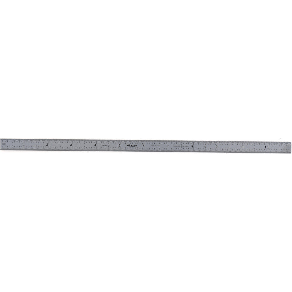 Mitutoyo 182-222 Steel Rule 12" OAL, 16R Graduation, Flexible, 1/2" OAW