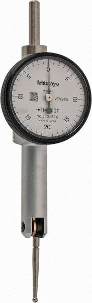 Mitutoyo 513-518-10T Horizontal Dial Test Indicator 0.0400" Max, 0-20-0 Dial Reading, 0.001000" Accuracy
